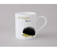 Oh Happy Days Hedgehog Small Contemporary Bone China Mug Olive - Stoke on Trent, England