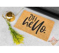 Oh Hello Coir Doormat 70x40cm Hand Made In The UK Eco Friendly Dirt Trapper