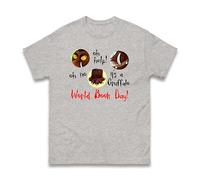 Oh Help Oh No It's A Wonderful World Book Day 2025 T-Shirt, Boys Girls Funny Costume Love Reading Book Story Gift Unisex Kids Adults Top (Heather Grey, 2XL)