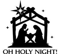 Oh Holy Night Christmas Nativity Scene Vinyl Decal Sticker for Car/Window/Wall (Gold)