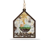 “Oh Holy Night” Nativity Ornament - Wooden Christmas Tree Decoration with Baby Jesus in Manger & Star of Bethlehem - Rustic Christian Holiday Ornament & Faith Gift