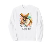 Oh How He Loves Us Christian Jesus Cross Easter Watercolor Sweatshirt