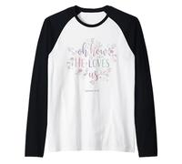 Oh How He Loves Us Ephesians Christian Faith Floral Raglan Baseball Tee