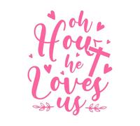 oh How he Loves us god Jesus Loves Typographic Design Wall Stickers 49.2x61.1cm Art Decoration Pink