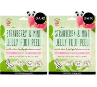 Oh K! Strawberry and Mint Jelly Foot Peel Socks with AHAs and Polyglutamic Acid, Removes Dead Skin and Softens, K Beauty, Biodegradable, Vegan and Cruelty Free, 20g (Pack of 2)
