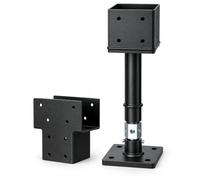 Oh Klyzo 4x4 in Screw Jack Post Kit Adjustable Shore Jack & Purlin Splicer | Black Steel Low Profile Jack, 14.8 to 21.2 Inch Adjustable Height House Jacks for Leveling Temporary Floor Basement Support
