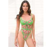 Oh La La Cheri Cherry Embroidered Green Underwired Body - Small - Green Green