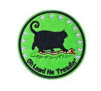 Oh Lawd He Treading Patch Hook and Loop 3 Inch Funny Cat Meme with Snake Embroidered Morale Badge for Backpacks Hats Vest Laptop Sleeve Tech Bags Cat Lover Aesthetic Cool Internet Meme