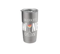 Oh Look It's Wine O'Clock Funny Wine Glass Drinking Time Stainless Steel Insulated Tumbler