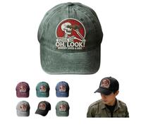 “Oh, Look! Nobody Gives A Sh*t.” Skeleton Scout Cap, Vintage Print Sarcasm Style, Adjustable Unisex Baseball Cap Sun Hat (Emerald)