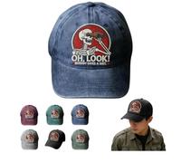“Oh, Look! Nobody Gives A Sh*t.” Skeleton Scout Cap, Vintage Print Sarcasm Style, Adjustable Unisex Baseball Cap Sun Hat (Blue)