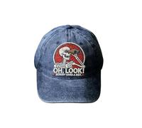 “Oh, Look! Nobody Gives A Sh*t.” Skeleton Scout Cap, Vintage Printed Sarcasm Style, Adjustable Unisex Baseball Cap (#B)
