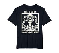 Oh Look Nobody Gives A Shit Funny Graphic Skeleton T-Shirt, Men's Big and Tall, Black, 6X Tall