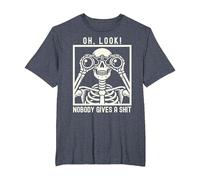 Oh Look Nobody Gives A Shit Funny Graphic Skeleton T-Shirt, Men's Big and Tall, Heather Blue, 4X Tall