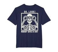 Oh Look Nobody Gives A Shit Funny Graphic Skeleton T-Shirt, Men's Big and Tall, Navy Blue, 2X Tall