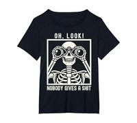 Oh Look Nobody Gives A Shit Funny Graphic Skeleton T-Shirt, Women's Plus, Black, 1X