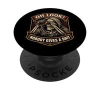 Oh Look! Nobody Gives A Shit Funny Skeleton Binoculars Joke PopSockets Adhesive PopGrip
