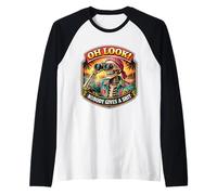 Oh Look! Nobody Gives A Shit Funny Skeleton Binoculars Joke Raglan Baseball Tee
