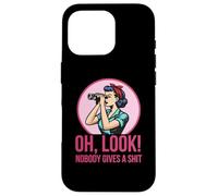 Oh, Look! Nobody Gives a Shit Retro Sarcastic Illustration Case for iPhone 16 Pro