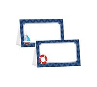 Oh My Baby Shower Ahoy Nautical Theme Tent Card Place Holders - 12 Count