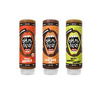 Oh My Glaze Sauce Pack | 3 x 200ml | Dipping Sauce, Marinade & Cooking Glaze | Vegan & Gluten Friendly. (Cajun BBQ, Mango & Buffalo)
