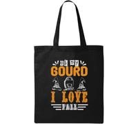 Oh My Gourd I Love Fall Natural Ecological Cotton Tote Bag Black