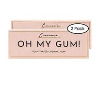 OH MY GUM! Cinnamon Natural Chewing Gum Pack of 2 (10 Pieces/Pack) | 100% Plant Based Aspartame Free Chewing Gum | Award Winning Sugar Free Chewing Gum & Good for Teeth |