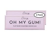 OH MY GUM! Natural Chewing Gum in Cherry Pack of 2 (10 Pieces/Pack) | 100% Plant Based Aspartame Free Chewing Gum | Award Winning Sugar Free Chewing Gum & Good for Teeth | Cherry Chewing Gum |