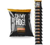 OH MY HOG!® Pork Crunch Maple Bacon Flavour, 12 x **30g** Packs Per Box, High Protein, Low Carb, Keto-Friendly, Gluten-Free, Crispy, Savoury Snack, Party Snack