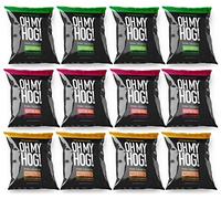 OH MY HOG!® Pork Crunch MIX BOX - 12 x **30g** Packs per Box, High Protein, Low Carb, Keto-Friendly, Gluten-Free, Crispy, Savoury Snack, Party Snack
