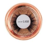 OH MY LASH Black Faux Mink False Strip Eyelashes Winged Look in Pink Cardboard Reusable Lashes Case, Individual, Best Life