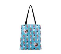 Oh My Pop! Angry Cat-Shopping Bag, Turquoise, 33 x 40 cm
