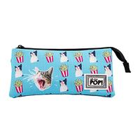 Oh My Pop! Angry Cat-Triple HS Pencil Case, Turquoise, 23 x 11 cm
