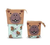 Oh My Pop Capybara-Cute Pencil Case, Green, 12 x 17 cm