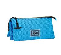 Oh My Pop! Cyan Neon-Mesh Triple Pencil Case, Blue