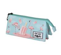 Oh My Pop! Ice Flamingo-Triple Pencil Case, Turquoise, 23 x 11 cm
