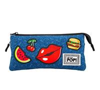 Oh My Pop! Patches-Triple HS Pencil Case, Dark Blue, 23 x 11 cm