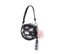 Oh My Pop! Unicorn-Small Round Shoulder Bag, Black, 12.5 x 12.5 cm