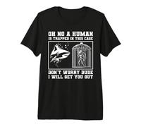 Oh No A Human is Trapped in This Cage Shark Diver Diving Premium T-Shirt