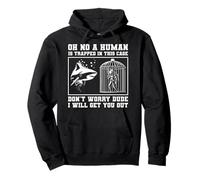 Oh No A Human Is Trapped In This Cage Shark Diver Diving Pullover Hoodie