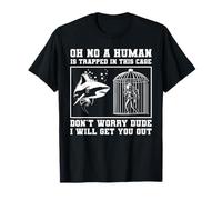 Oh No A Human Is Trapped In This Cage Shark Diver Diving T-Shirt
