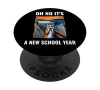 Oh No It's A New School Year Cat With Surprised Face Humor PopSockets Adhesive PopGrip
