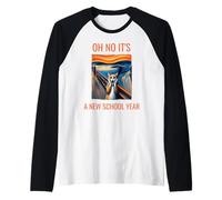 Oh No It's A New School Year Cat With Surprised Face Humor Raglan Baseball Tee