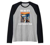 Oh No It's A New School Year Cat With Surprised Face Humor Raglan Baseball Tee