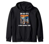 Oh No It's A New School Year Cat With Surprised Face Humor Zip Hoodie