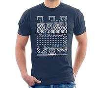 Oh No Its Christmas Lemmings Knit Pattern Men's T-Shirt Navy Blue