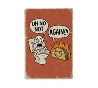 Oh No Not Again Funny Vintage Humorous Toilet Metal Tin Sign