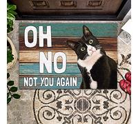 Oh No Not You Again Cat Non-Slip Vintage Doormat - 23.6x15.7 Inch Indoor Entrance Porch Welcome Funny Home Decor