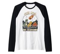 Oh No The Economy Dinosaur Meteor Extinction Raglan Baseball Tee