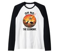 Oh No The Economy Dinosaur Meteor Extinction Raglan Baseball Tee